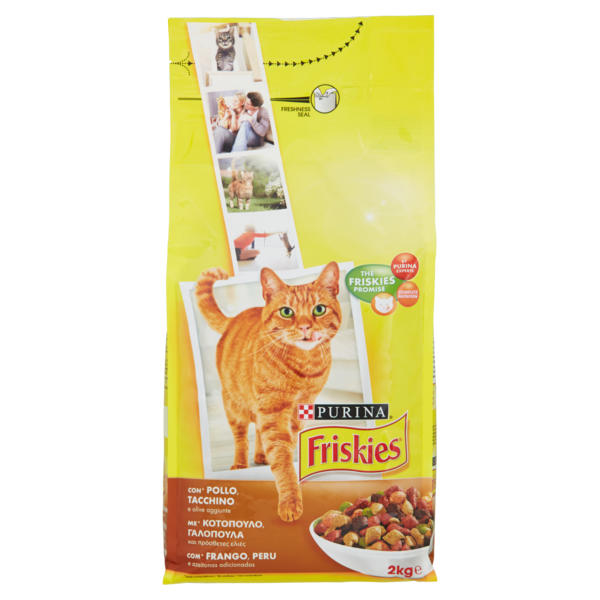 FRISKIES ADL CAT CHKN&TRKY&OLV 2KG