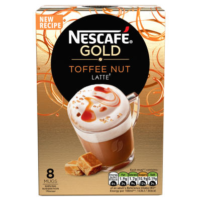 NESCAFE CAPPUCINO TOFFEE NUT LATTE 8SAC 156G