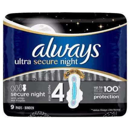 ALWAYS PADS ULTRA SECURE NIGHT PADS X9